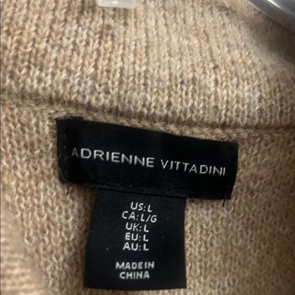 Cozy Tan Button Large wool blend cardigan sweater by Adrienne Vittadini - Picture 2 of 9